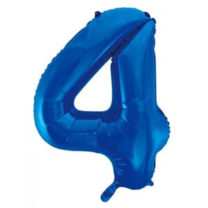 Number 4 Blue 86cm (34 inch) Decrotex Foil Balloon