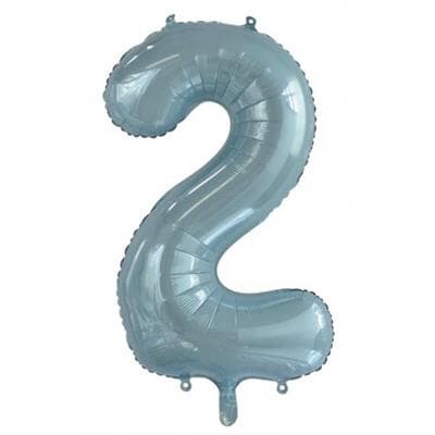 Number 2 Light Blue 86cm (34 inch) Decrotex Foil Balloon