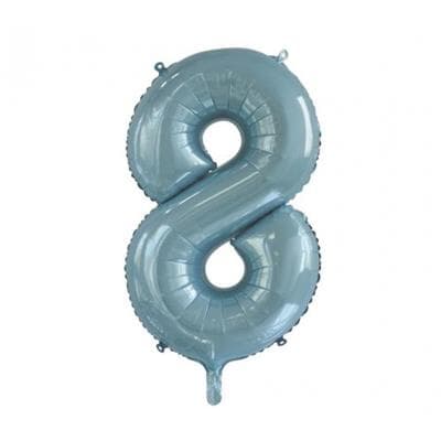 Number 8 Light Blue 86cm (34 inch) Decrotex Foil Balloon
