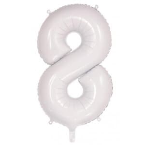 Number 8 White 86cm (34 inch) Decrotex Foil Balloon
