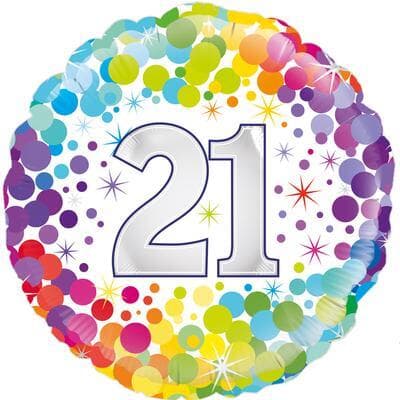 Oaktree 21st  Colourful Confetti Birthday 45cm Foil