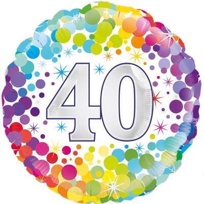 Oaktree 40th  Colourful Confetti Birthday 45cm Foil