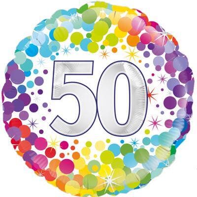 Oaktree 50th  Colourful Confetti Birthday 45cm Foil