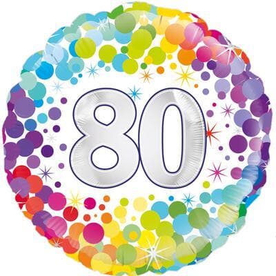 Oaktree 80th  Colourful Confetti Birthday 45cm Foil