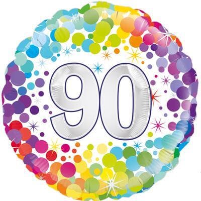 Oaktree 90th  Colourful Confetti Birthday 45cm Foil