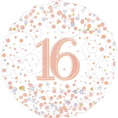 Oaktree 16th Sparkling Fizz Birthday White and Rose Gold 45cm Foil