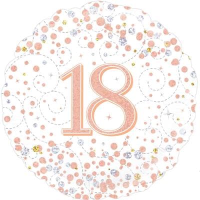 Oaktree 18th Sparkling Fizz Birthday White and Rose Gold 45cm Foil