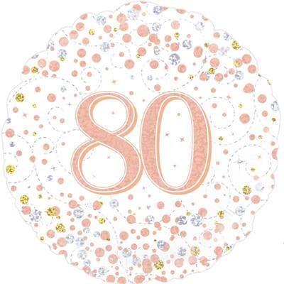 Oaktree 80th Sparkling Fizz Birthday White and Rose Gold 45cm Foil