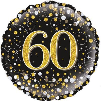 Oaktree 60th Sparkling Fizz Birthday Black and Gold 45cm Foil