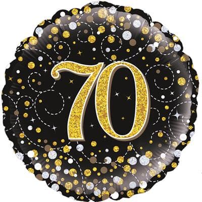 Oaktree 70th Sparkling Fizz Birthday Black and Gold 45cm Foil