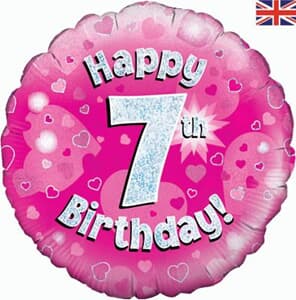 Oaktree Happy 7th Birthday Pink Holographic 45cm Foil