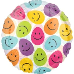 Coloured Egg Smiley Faces Clear Balloon