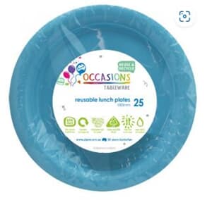 Plastic Lunch Plate 18cm Light Blue 25 pack