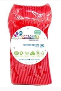 Plastic Spoon Red 25 Pack