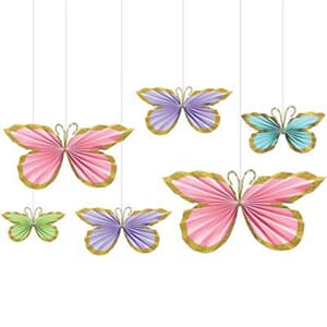 Butterfly Fan Decorations with Glitter Edge.-ideal for garland add on