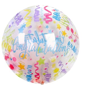 bubble Balloon Congrats Streamers 18" 45cm. No valve