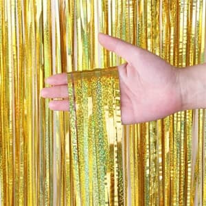 Door Curtain Holographic Metallic Gold. 100cm x 200cm