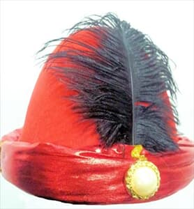Hat Mongolian Red with Black Feather