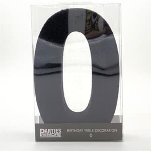 Foam Glitter Number 0 Centerpiece Black with adhesive base