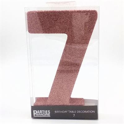 Foam Glitter Number 7 Centerpiece Rose Gold with adhesive base