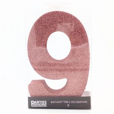 Foam Glitter Number 9 Centerpiece Rose Gold with adhesive base