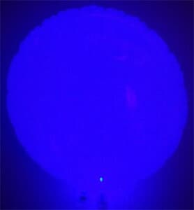 Round Mylar Balloon with blue LED in valve. 55cm