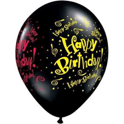 Qualatex Balloons Birthday Blast Onyx Black 28cm