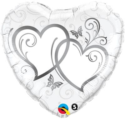 Qualatex Balloons Entwined Hearts Silver 45cm