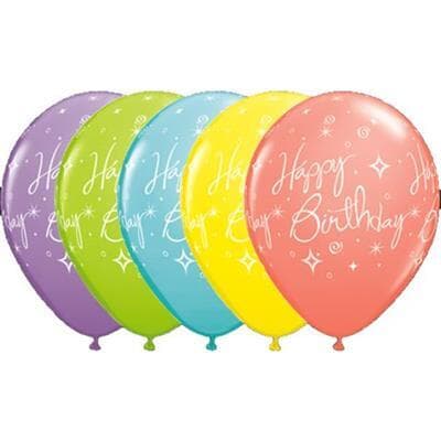 Qualatex Balloons Birthday Elegant Sparkles and Swirls Sorbet Asst 28cm