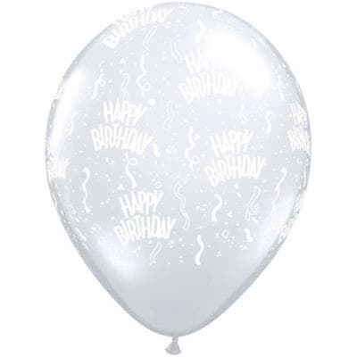 Qualatex Balloons Birthday Around Diamond Clear 28cm