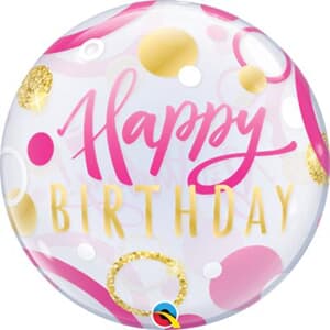 Bubble Birthday Pink and Gold Dots 55cm