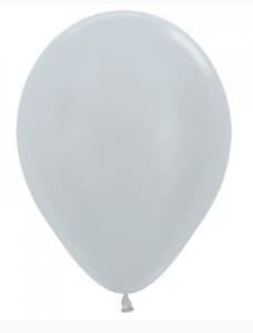 Sempertex Satin Silver Latex Balloon 30cm