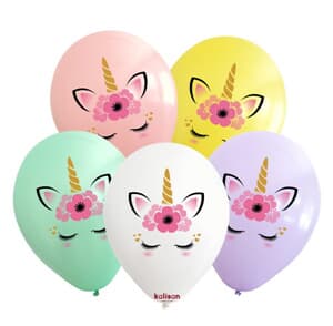 Kalisan Colorful Unicorn Themed Printed Latex Balloon 30cm (12iin)