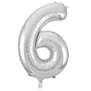 Number 6 Silver 86cm (34 inch) Decrotex Foil Balloon