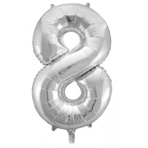 Number 8 Silver 86cm (34 inch) Decrotex Foil Balloon