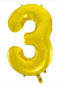 Number 3 Gold 86cm (34 inch) Decrotex Foil Balloon