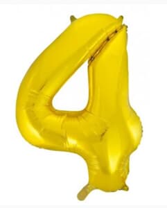 Number 4 Gold 86cm (34 inch) Decrotex Foil Balloon