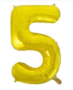 Number 5 Gold 86cm (34 inch) Decrotex Foil Balloon