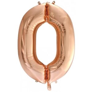 Number 0 Rose Gold 86cm (34 inch) Decrotex Foil Balloon