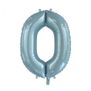 Number 0 Light Blue 86cm (34 inch) Decrotex Foil Balloon