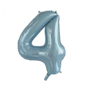 Number 4 Light Blue 86cm (34 inch) Decrotex Foil Balloon