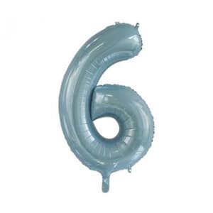 Number 6 Light Blue 86cm (34 inch) Decrotex Foil Balloon