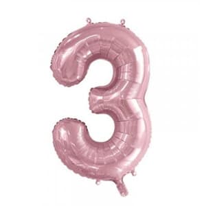 Number 3 Light Pink 86cm (34 inch) Decrotex Foil Balloon