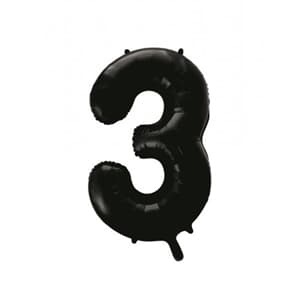 Number 3 Black 86cm (34 inch) Decrotex Foil Balloon