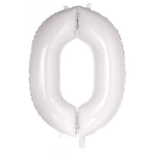 Number 0 White 86cm (34 inch) Decrotex Foil Balloon