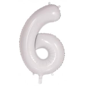 Number 6 White 86cm (34 inch) Decrotex Foil Balloon
