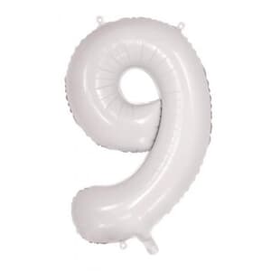 Number 9 White 86cm (34 inch) Decrotex Foil Balloon