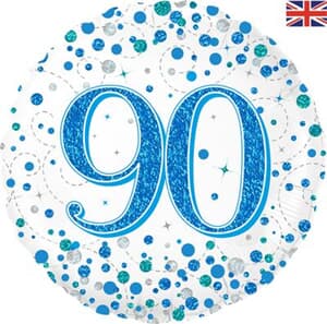 Oaktree 90 Birthday Blue Sparkling Fizz Holographic 45cm Foil