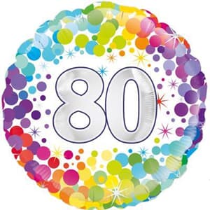 Oaktree 80th  Colourful Confetti Birthday 45cm Foil #