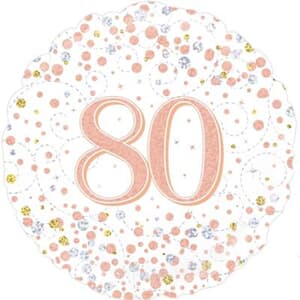 Oaktree 80th Sparkling Fizz Birthday White and Rose Gold 45cm Foil #